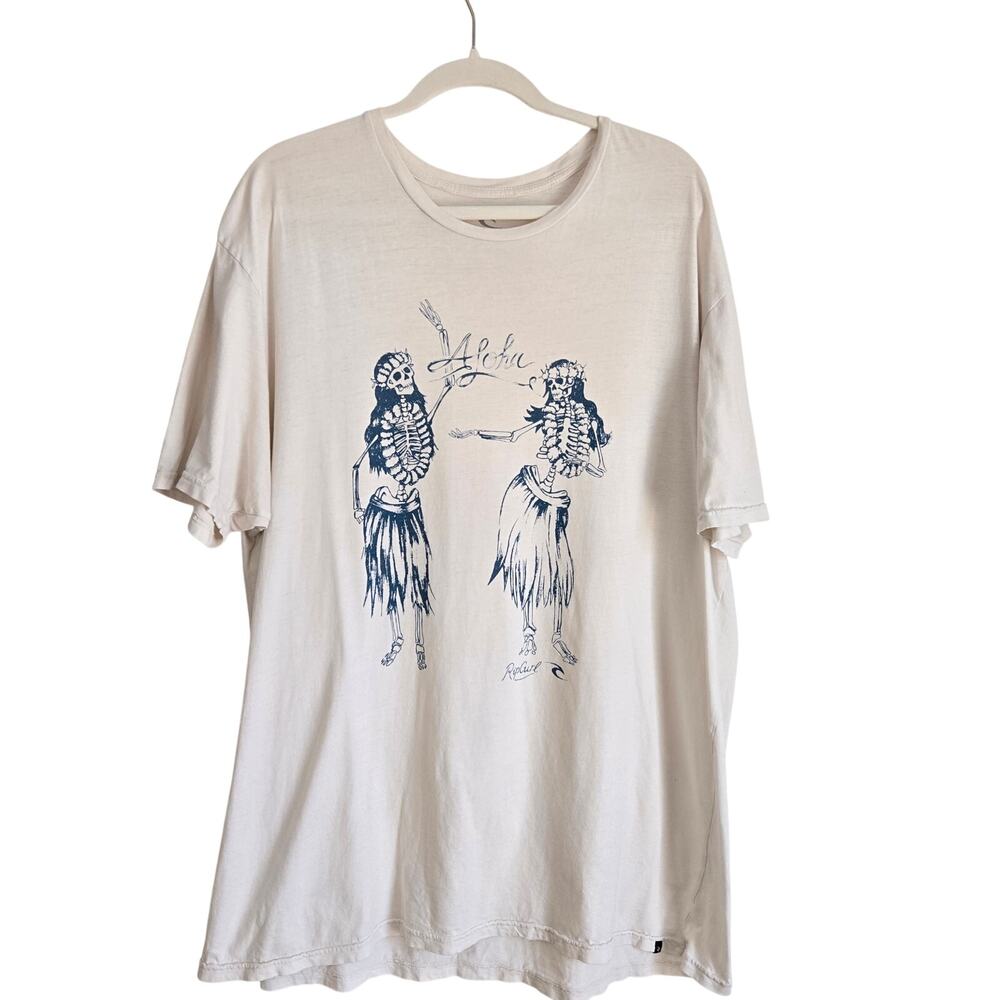 Surf Culture Coastal Streetwear Rip Curl Aloha Skelton Graphic Tee Off White XL